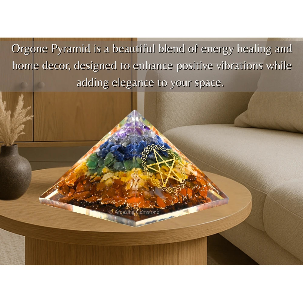 Natural Chakra Orgone Pyramid - Pentacle
