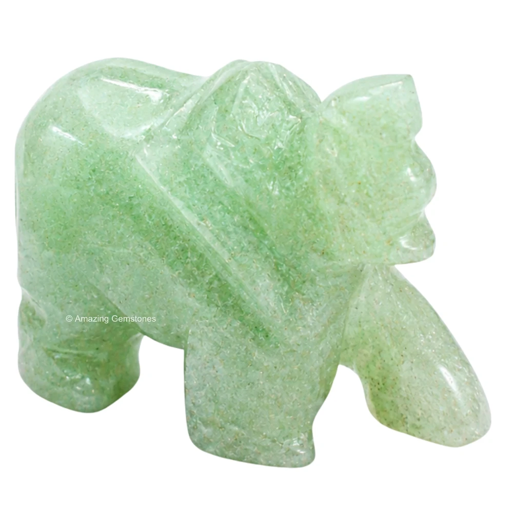Green Aventurine Mini Elephant Crystal Figurine