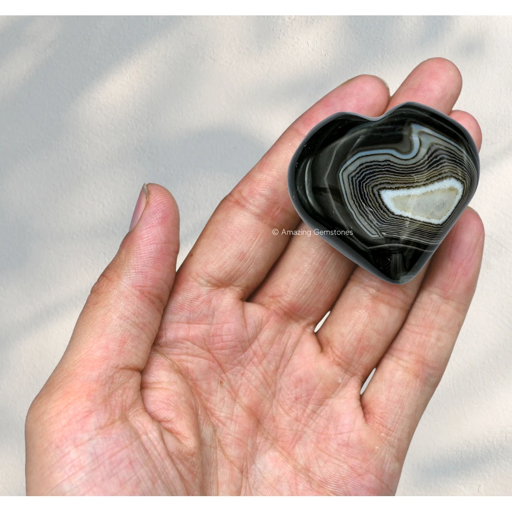 Black Onyx Agate Heart