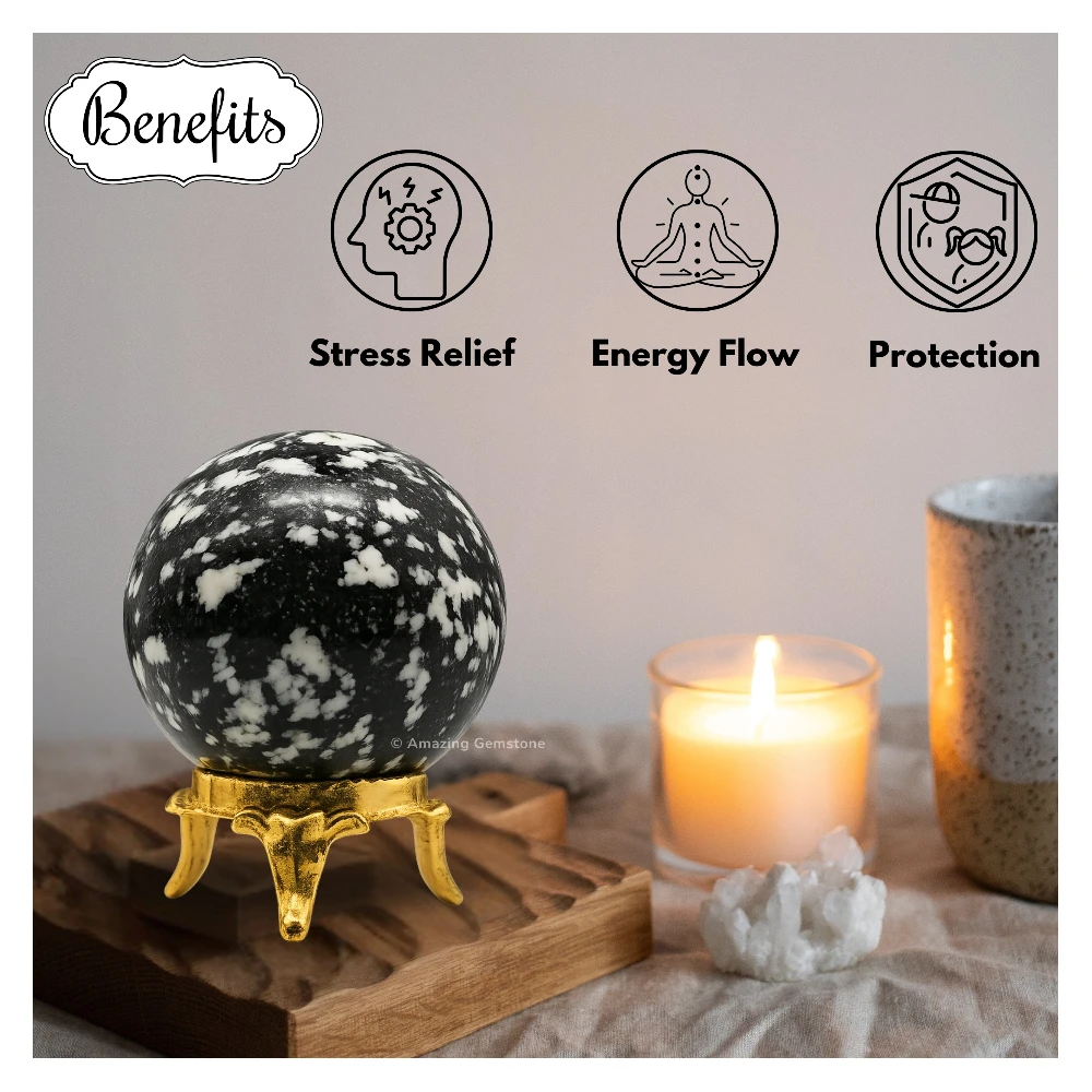 Black and White Tourmaline Sphere (2 Inch)