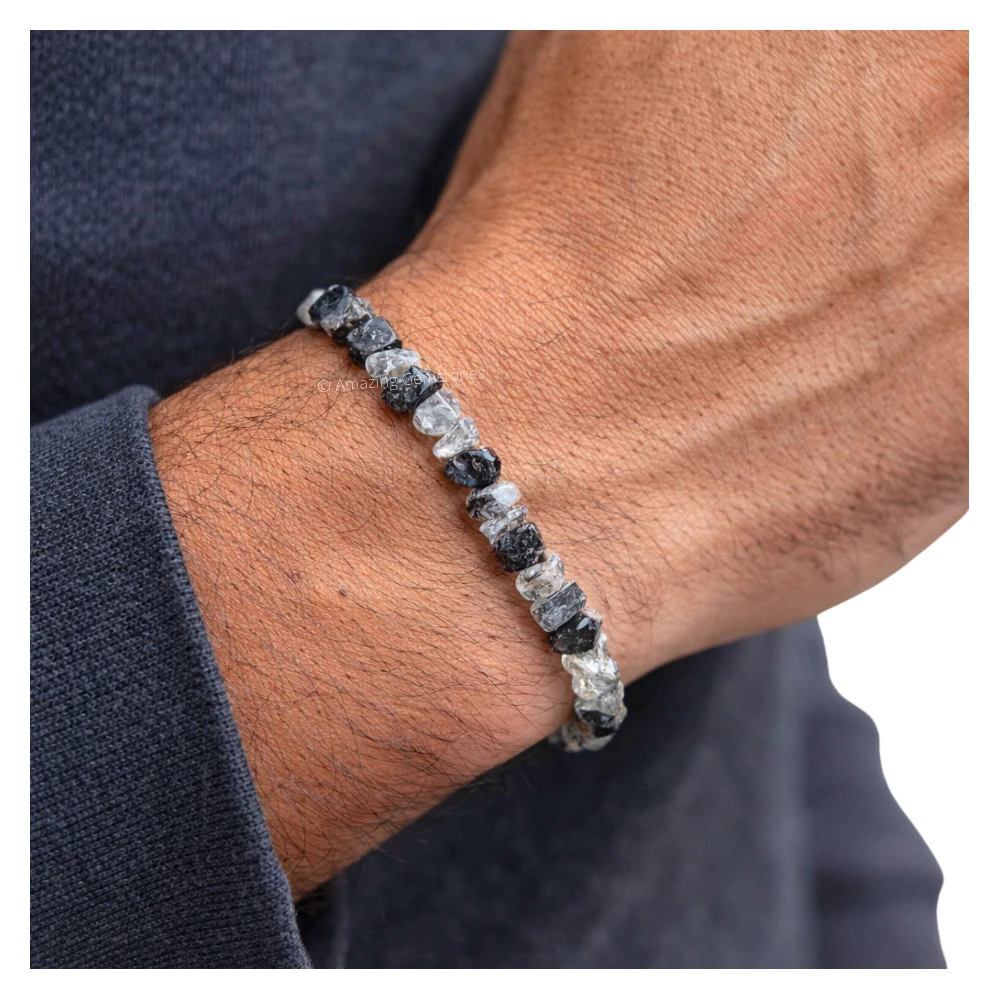 Black Rutilated Quartz Chips Bracelet