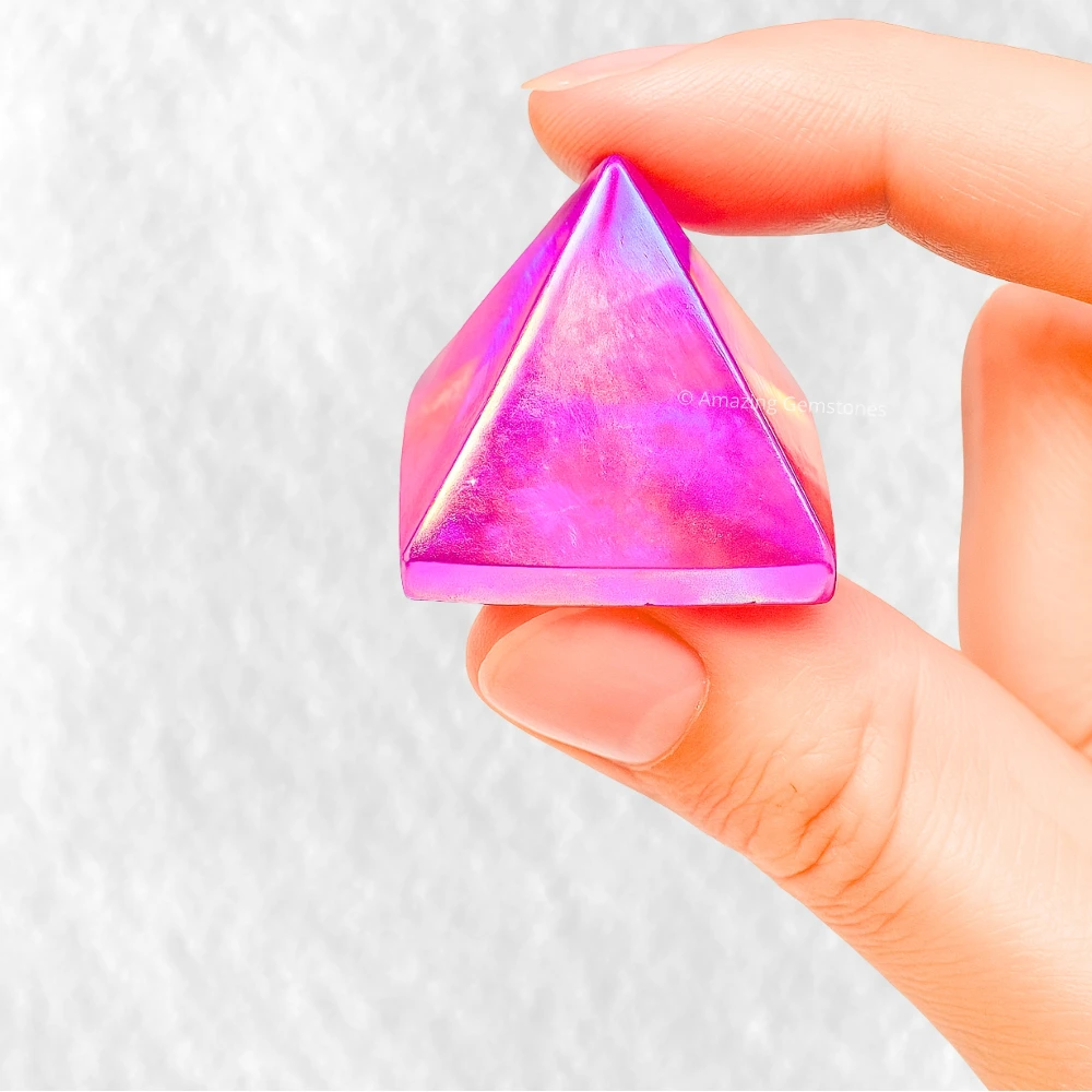 Angel Aura Rose Quartz Pyramid (1 Inch)