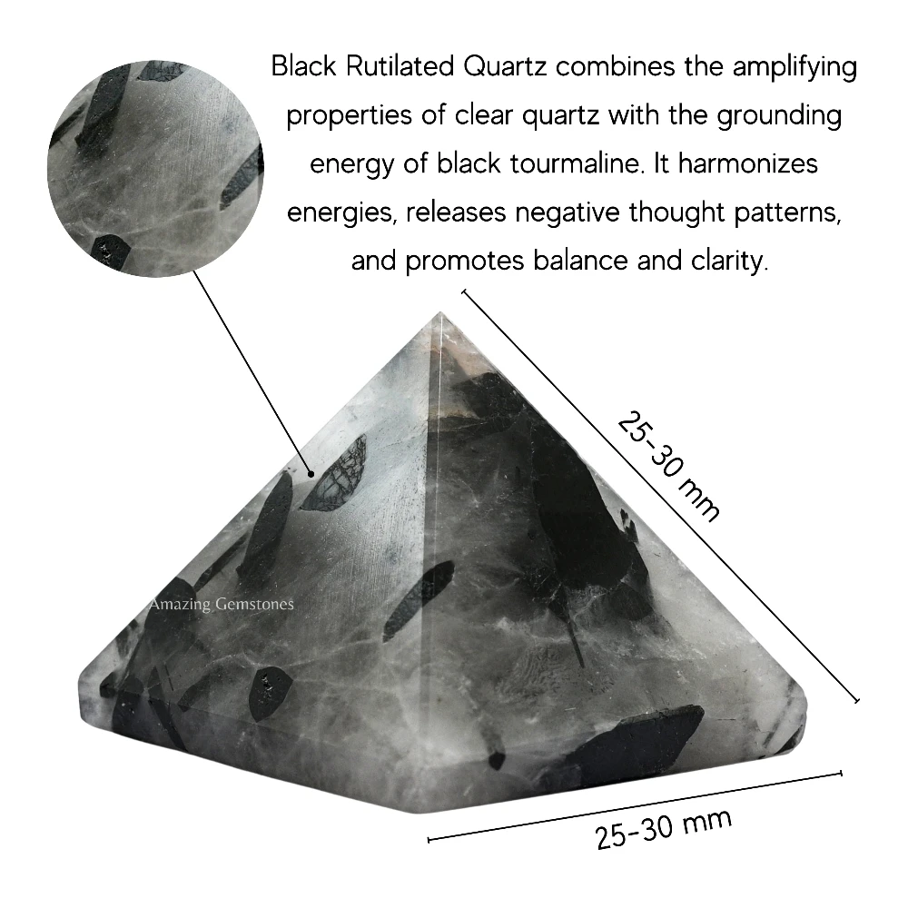 Black Rutilated Quartz Pyramid (1 Inch)