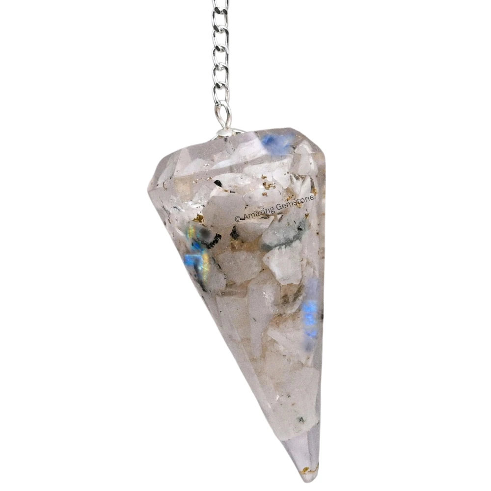 Rainbow Moonstone Orgone Pendulum