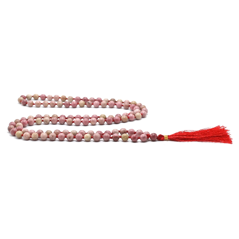 Pink Rhodonite Mala (Hand Knotted)