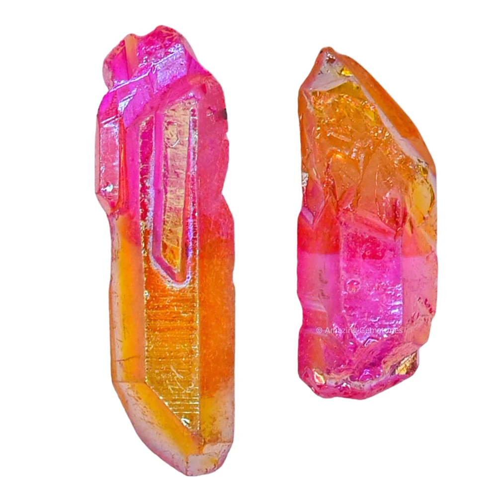 Rose Tangerine Aura Quartz Raw Crystal Points (5 Pieces)