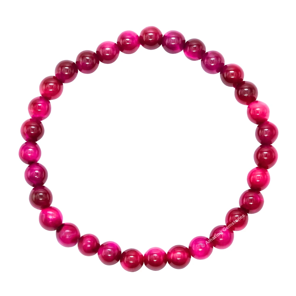 Pink Tiger Eye Healing Crystal Bracelets - 6mm Beads