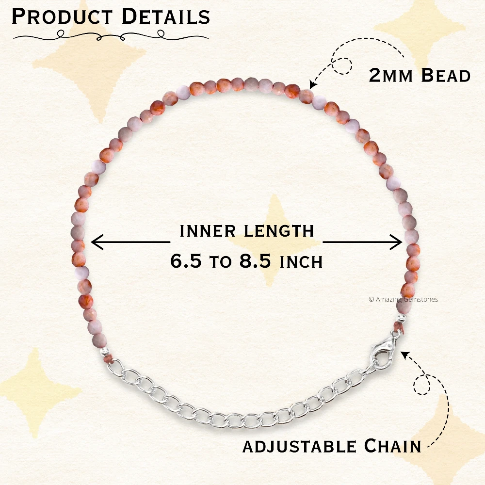 Orange Howlite Crystal Bracelet - 2mm Faceted Bead (Silver)