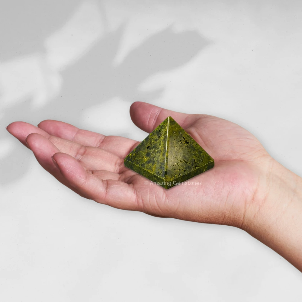 Green Tourmaline in Matrix Pyramid (1 Inch)