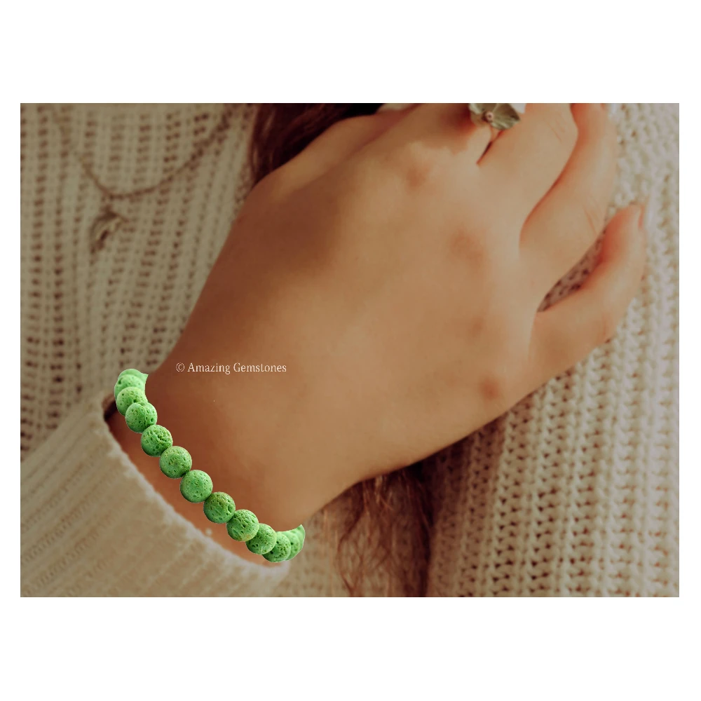 Green Lava Stone Bracelet (Adjustable)