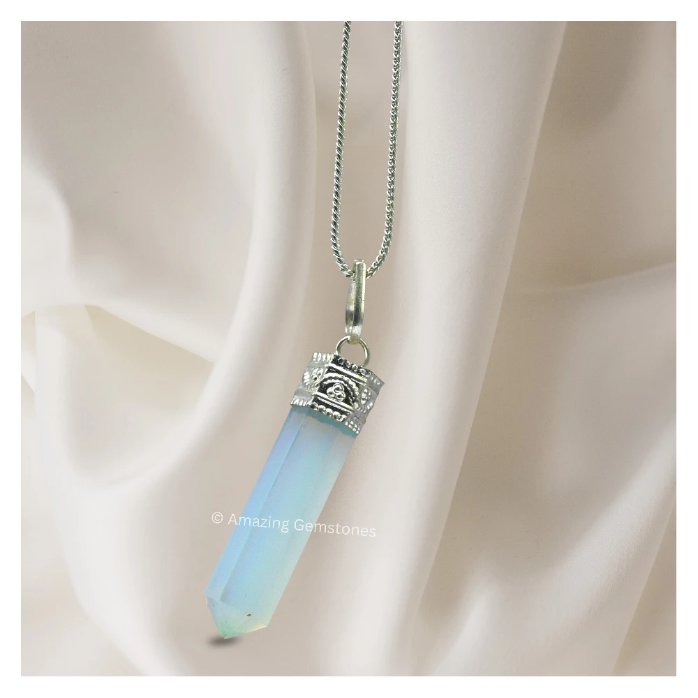 Opalite Necklace - Pencil Point (Silver)