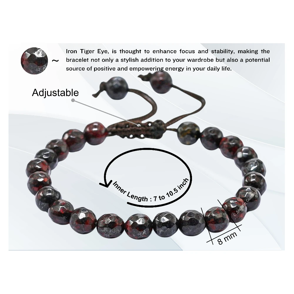 Iron Tiger Eye Bracelet (Faceted) (Adjustable)
