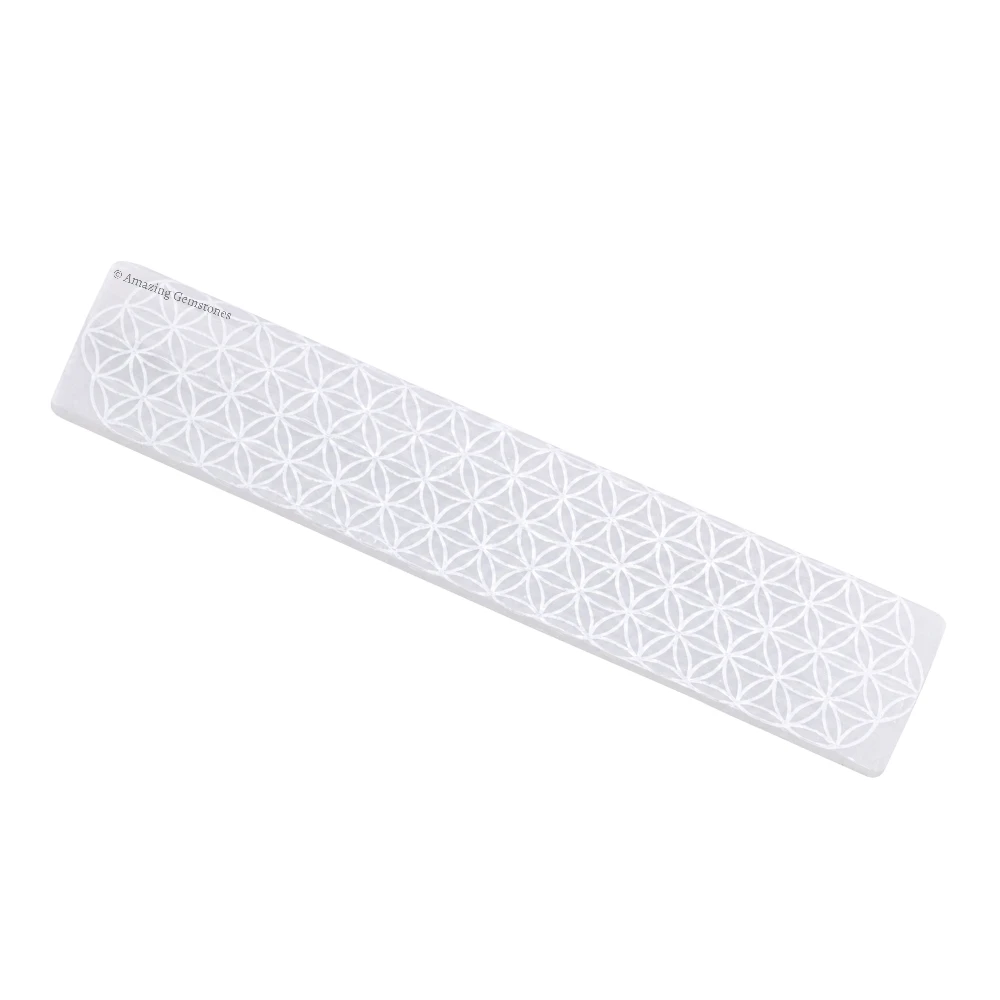 Selenite Charging Plate for Crystals - Flower of Life Stick
