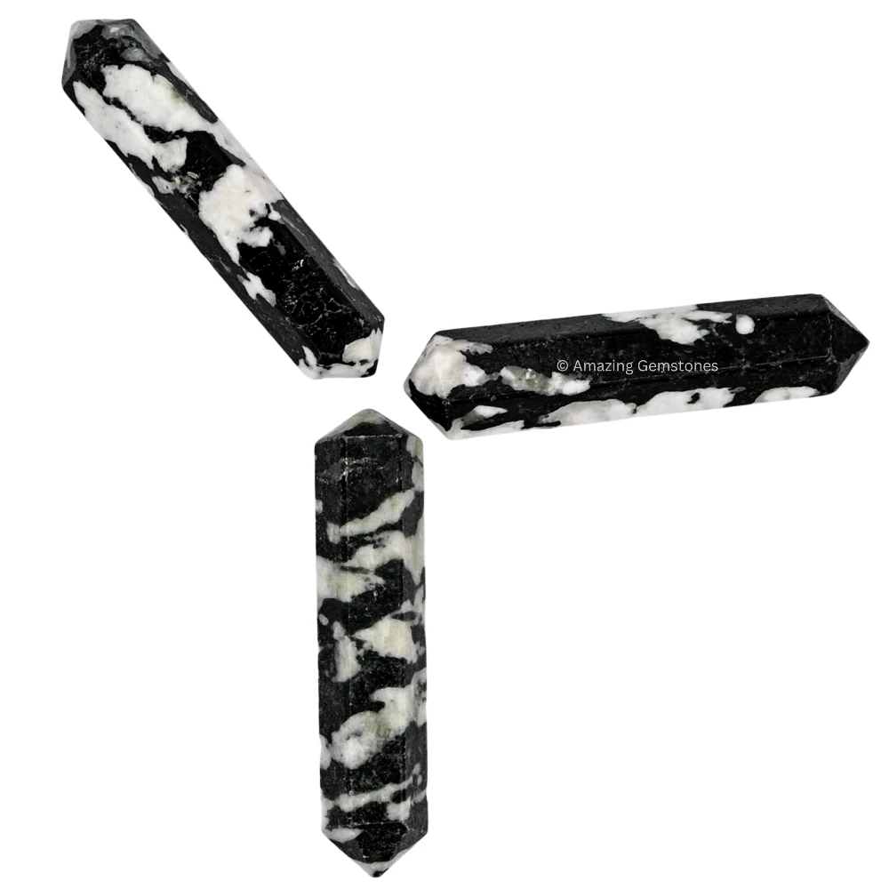 Black and White Tourmaline Pencil Points (Double Terminated) (Set of 10)