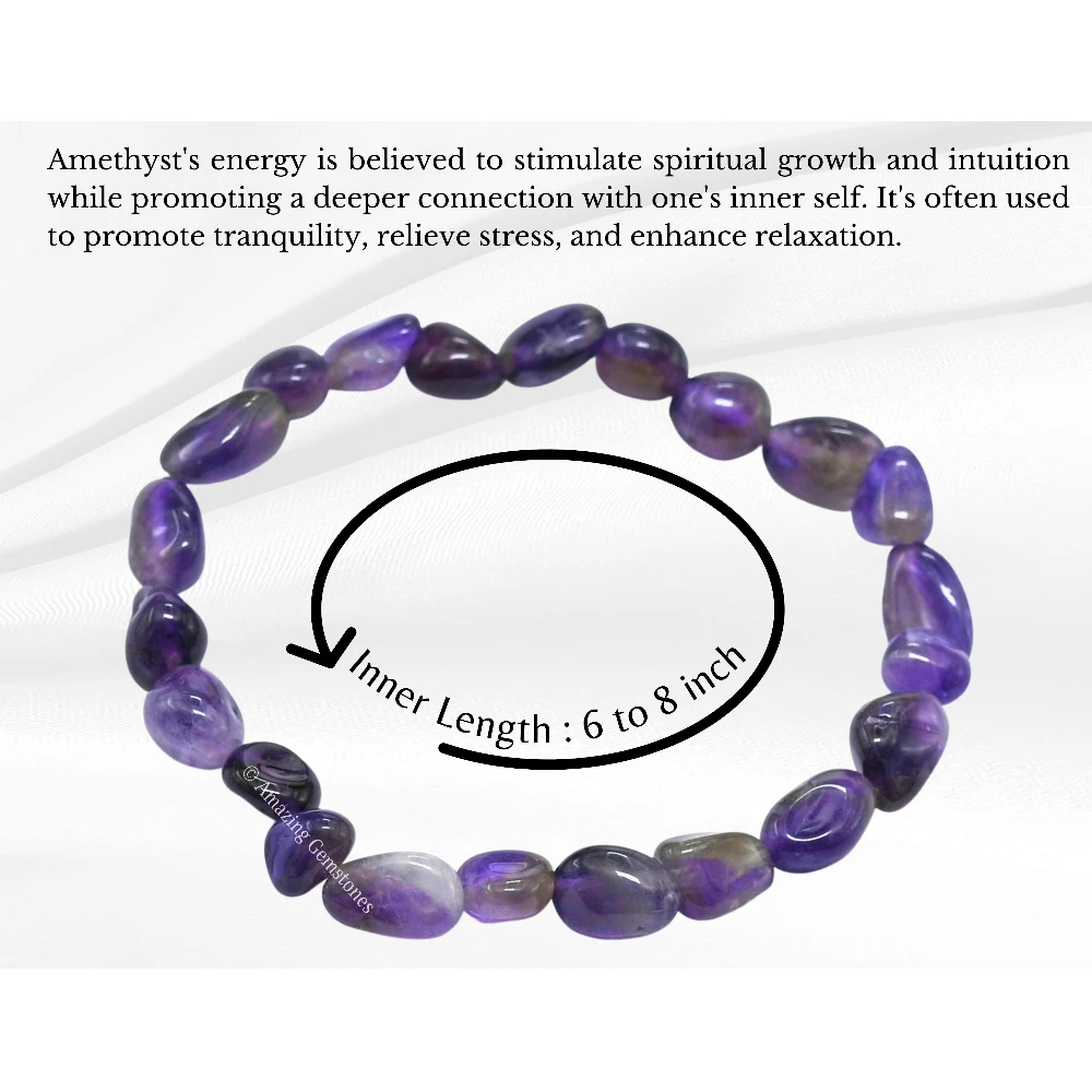 Amethyst Tumbled Stone Bracelet (Stretchable)