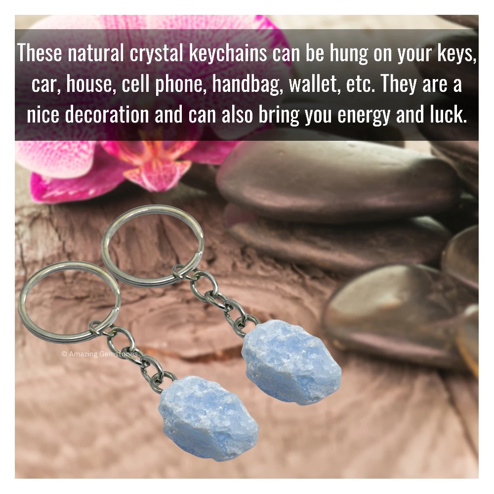 Blue Calcite Keychain Keys Holder (Raw)