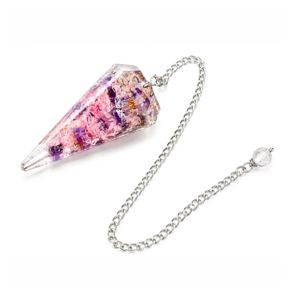 Rose Quartz Amethyst Clear Quartz Orgone Pendulum (Mix)