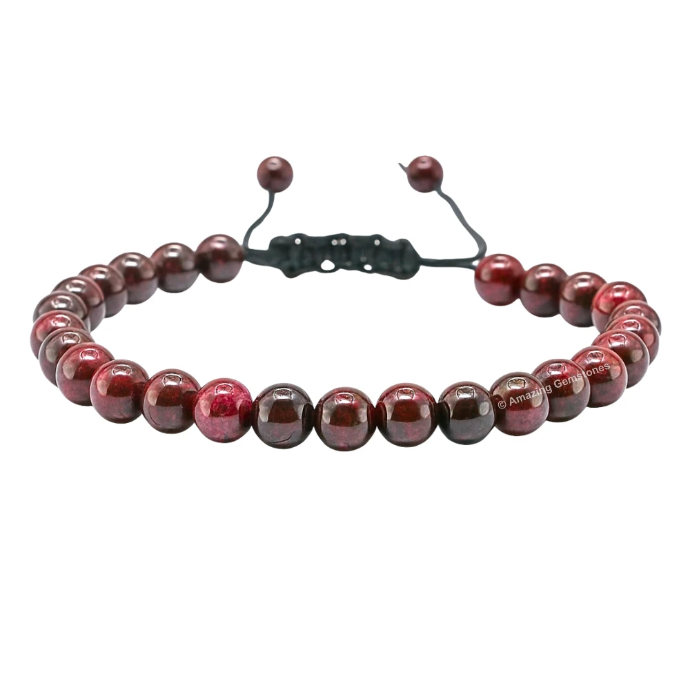 Garnet Healing Crystal Bracelets - 6mm Beads (Adjustable)