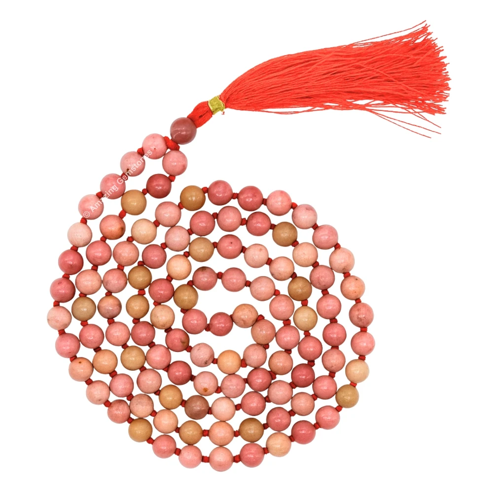 Pink Rhodonite Mala (Hand Knotted)
