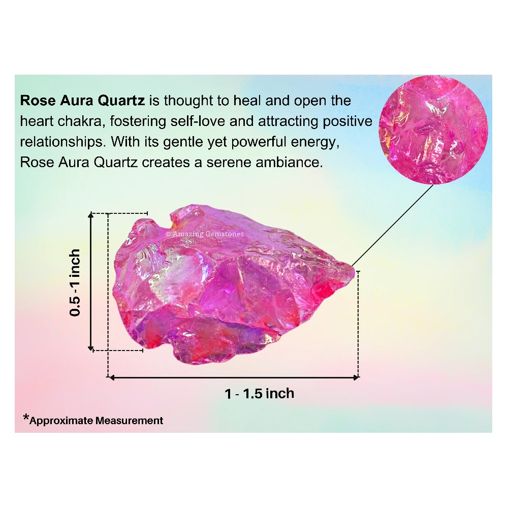 Pink Rose Aura quartz Crystal Arrowhead - 1" to 1.5" (3 Pieces)
