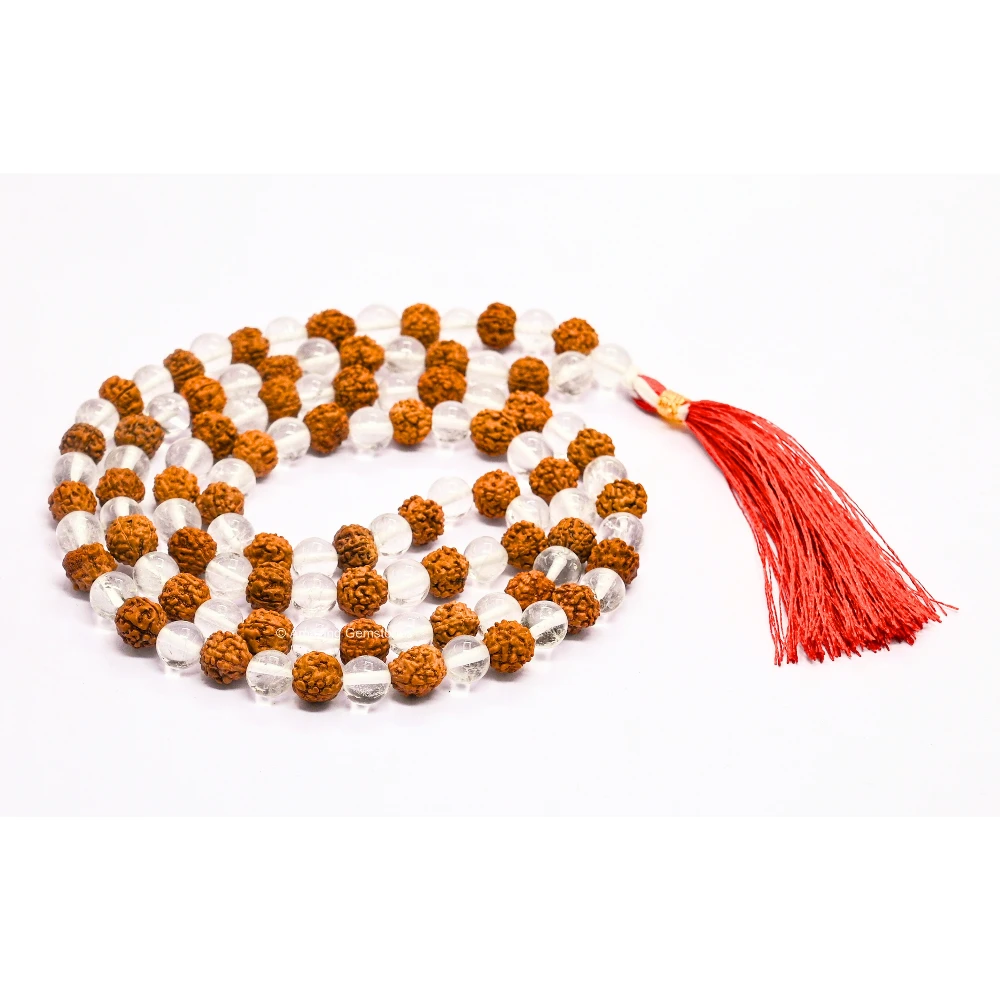 Rudraksha Sphatik Mala (Without Knot)