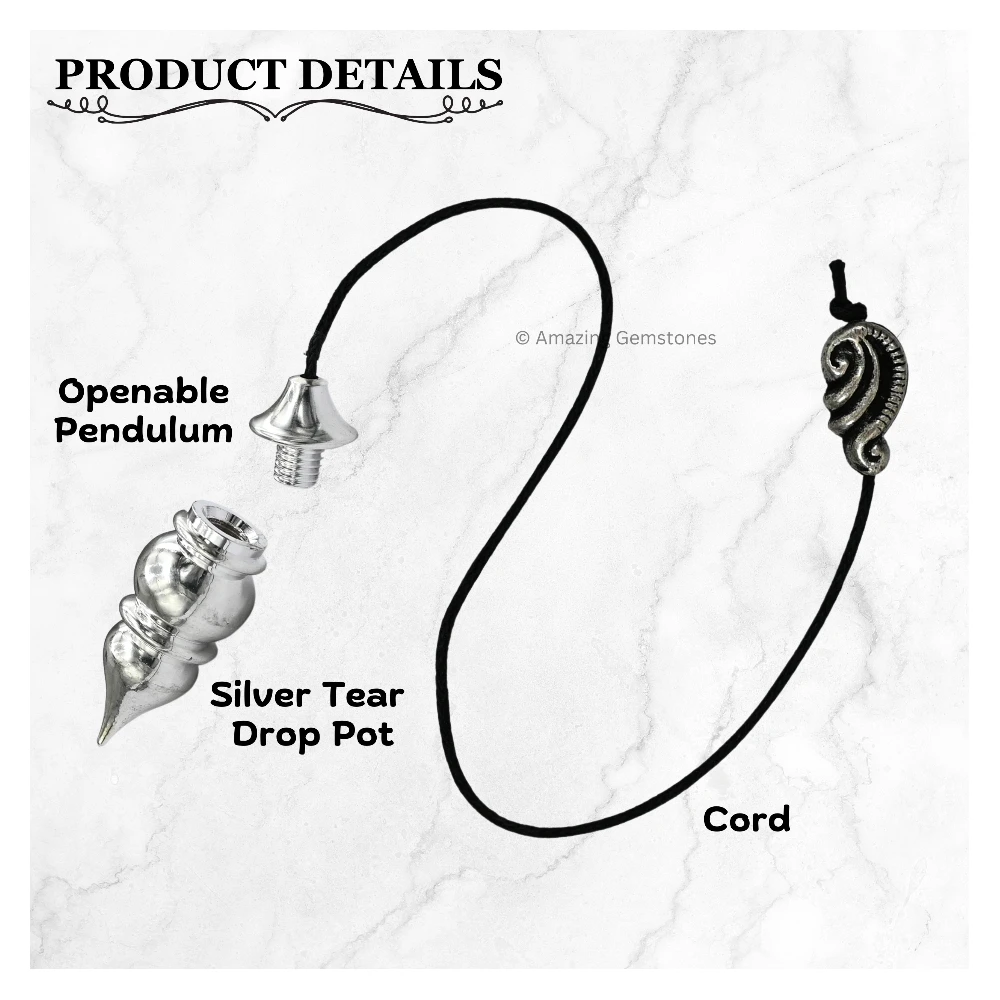 Copper Metal Pendulum - Silver Tear Drop Pot (MP57)