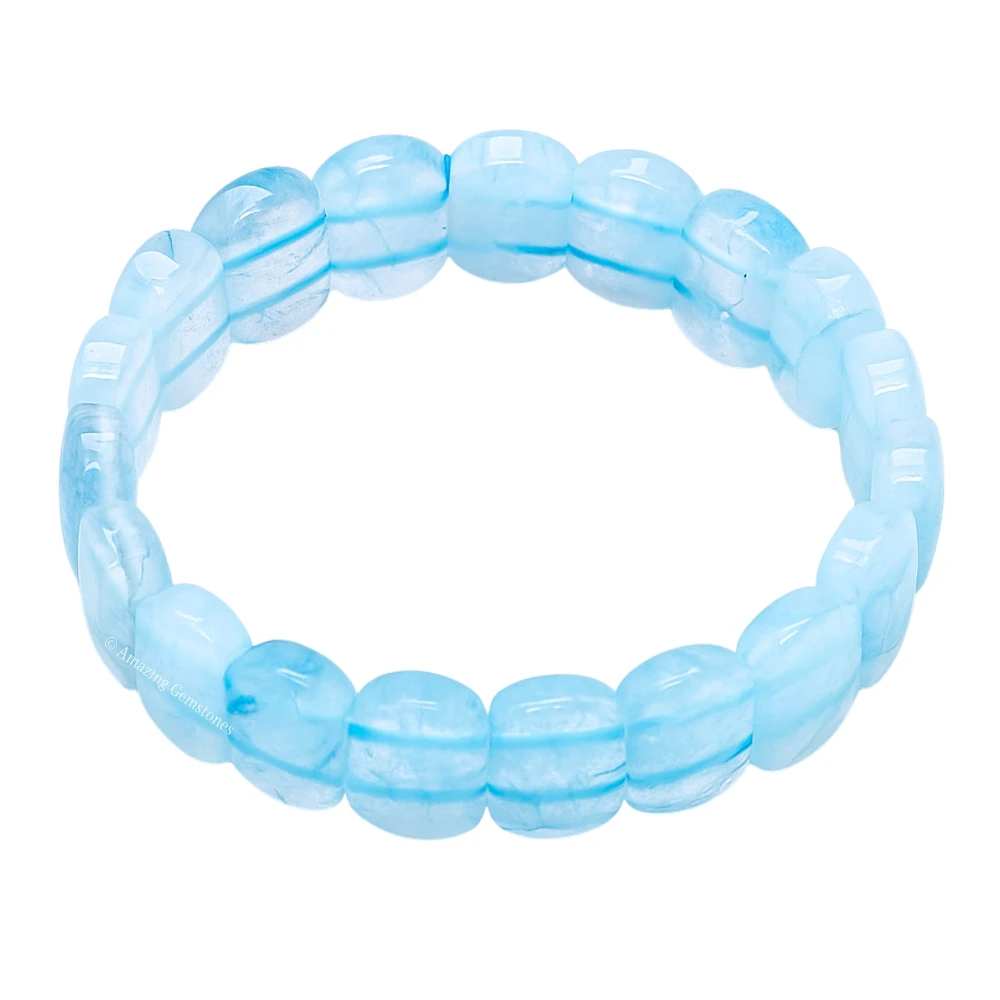 Aquamarine Onyx Faceted Bracelet - Oval Stone