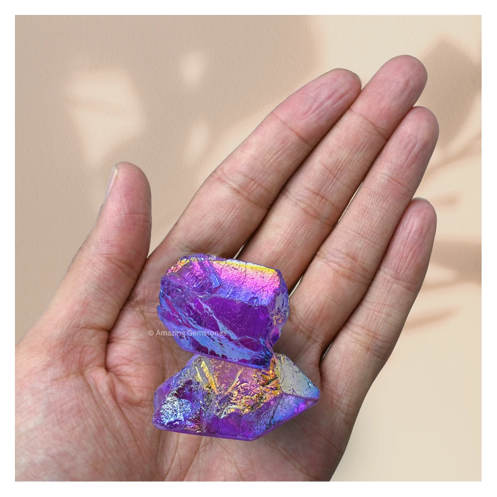 Amethyst Aura Quartz Raw Crystals (2 Pieces)