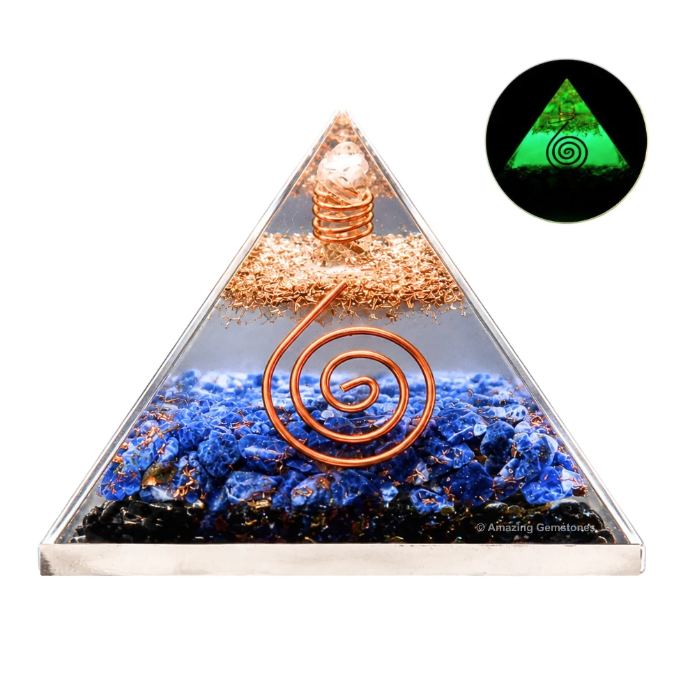 Sodalite Orgone Pyramid - Glow in Dark