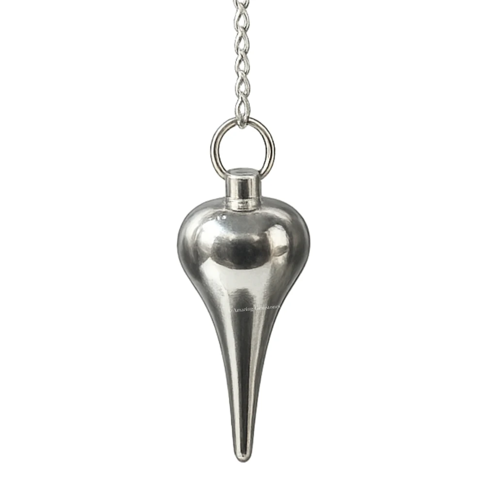 Metal Brass Pendulum - Dome Cone Point Silver (MP119)