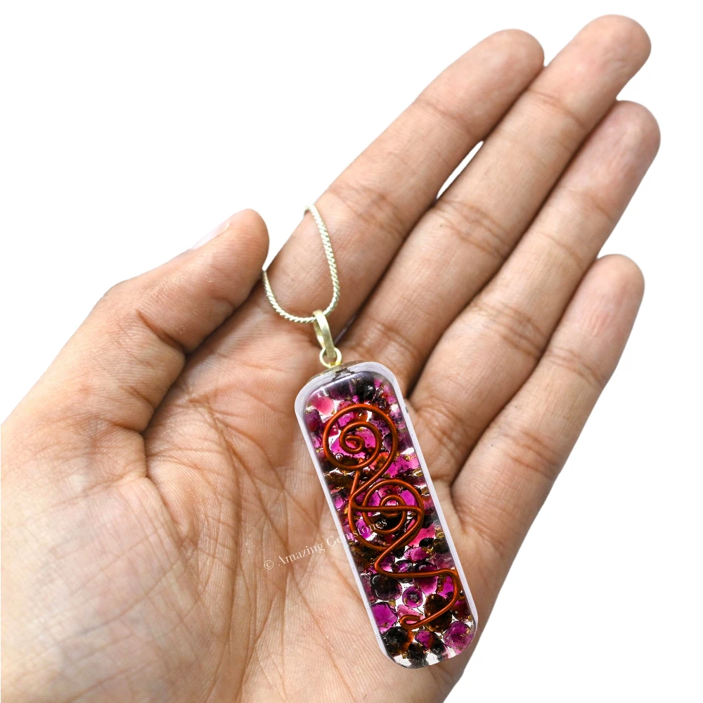 Garnet Crystal Orgone Pendant - Rectangle
