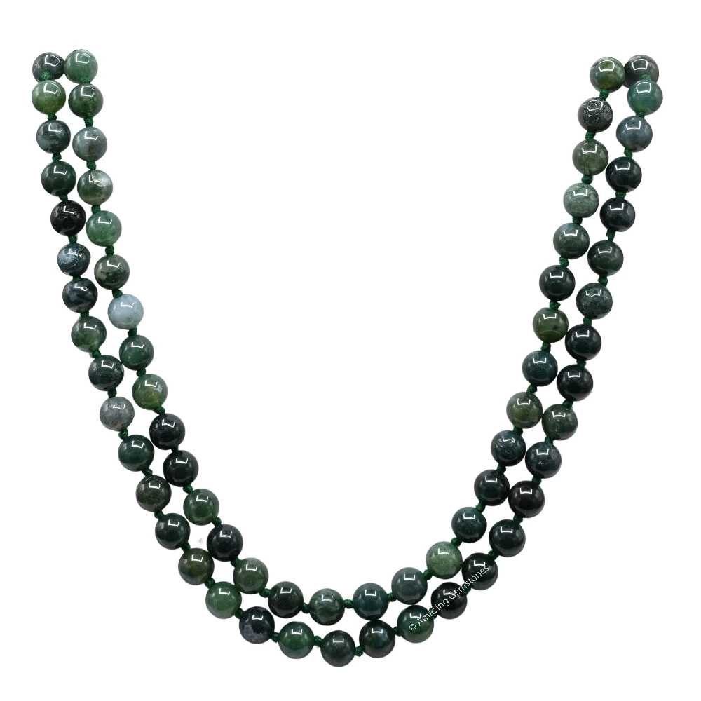 Moss Agate Mala (Hand Knotted)