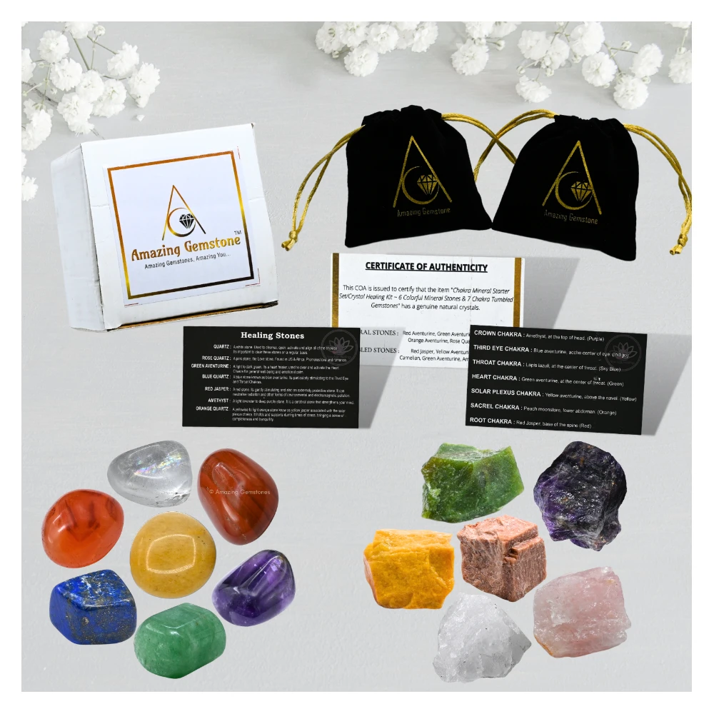 7 Chakra Tumbled and Raw Stone (13 Pcs)