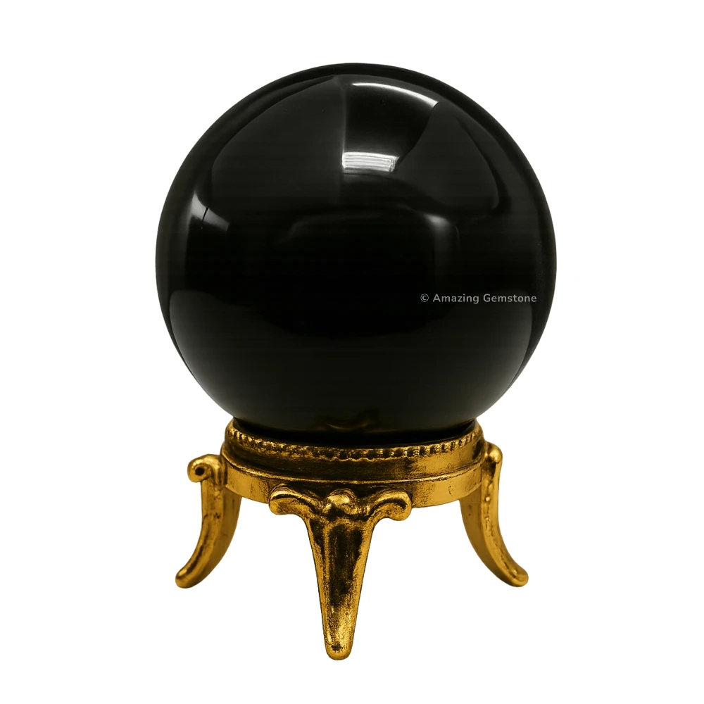 Black Agate Sphere (1.5 Inch)