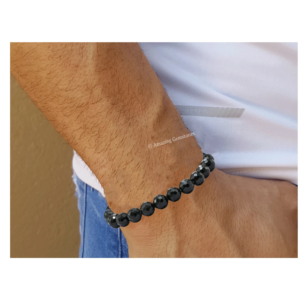 Black Tourmaline Bracelet (Faceted-Adjustable)
