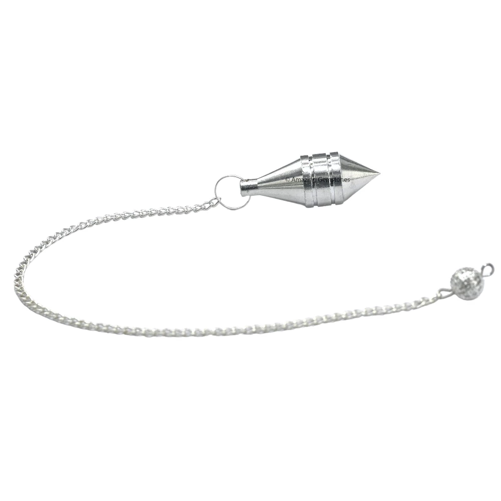 Copper Metal Pendulum - Silver Drum Cone (MP64)