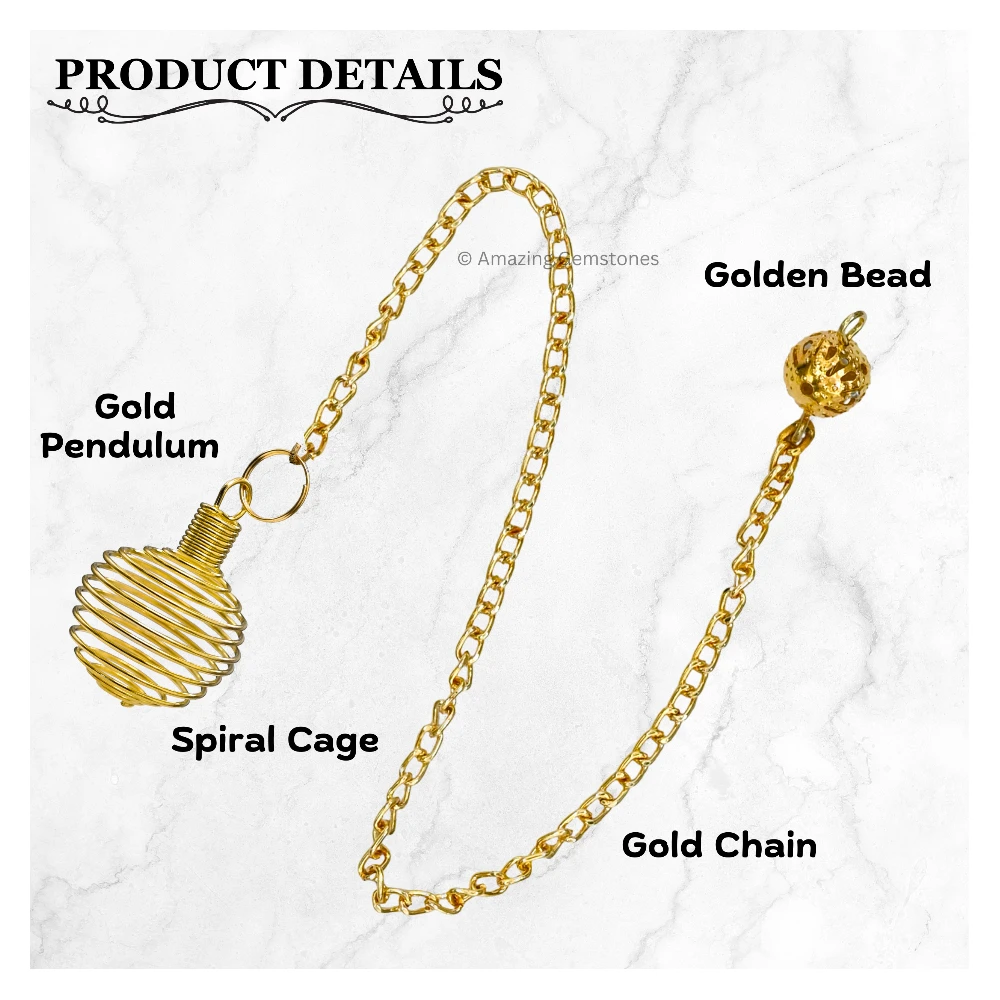 Copper Metal Pendulum - Gold Spiral Cage (MP51)