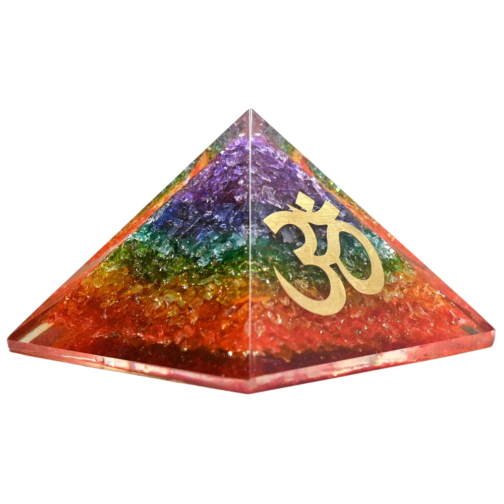 Chakra Onyx Orgone Pyramid - OM