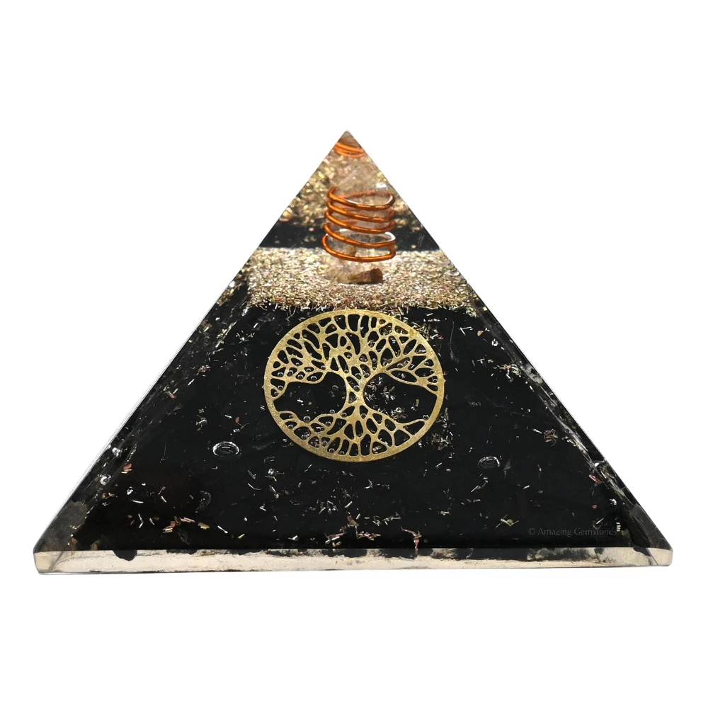 Shungite Orgone Pyramid - Small Tree of Life