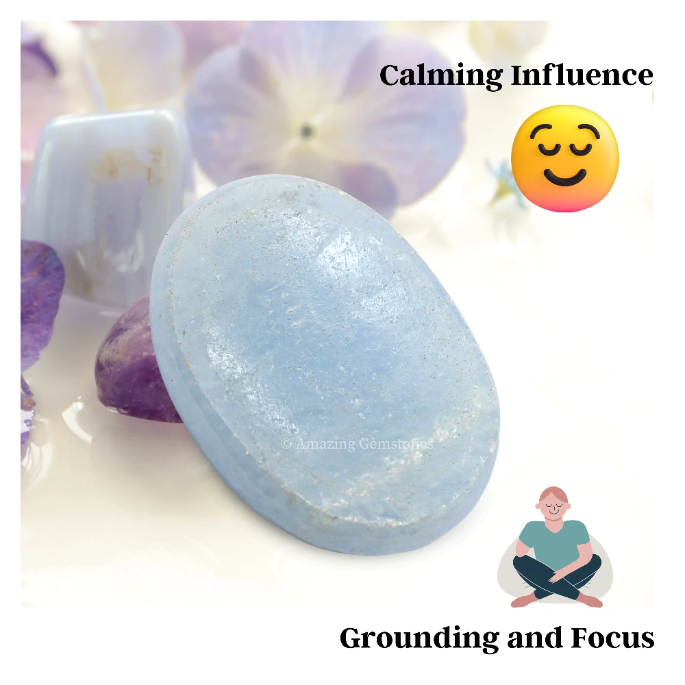 Blue Calcite Worry Stone