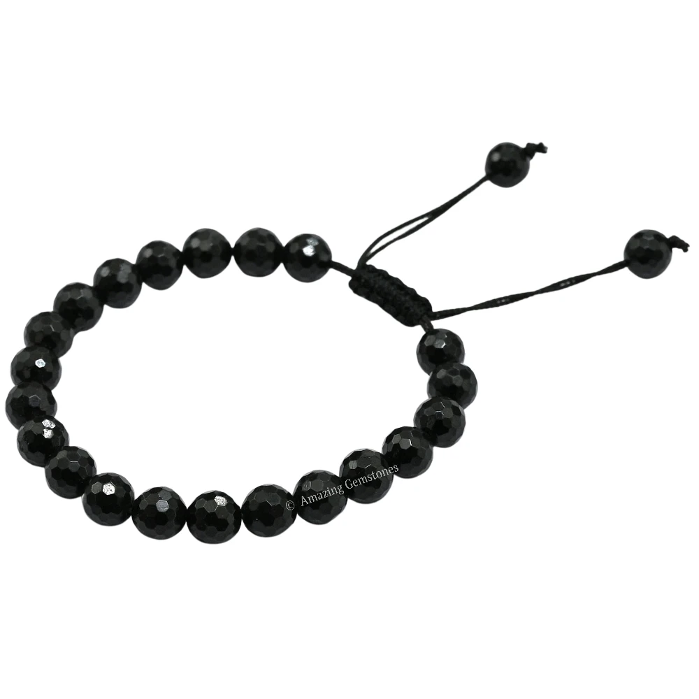 Black Tourmaline Bracelet (Faceted-Adjustable)