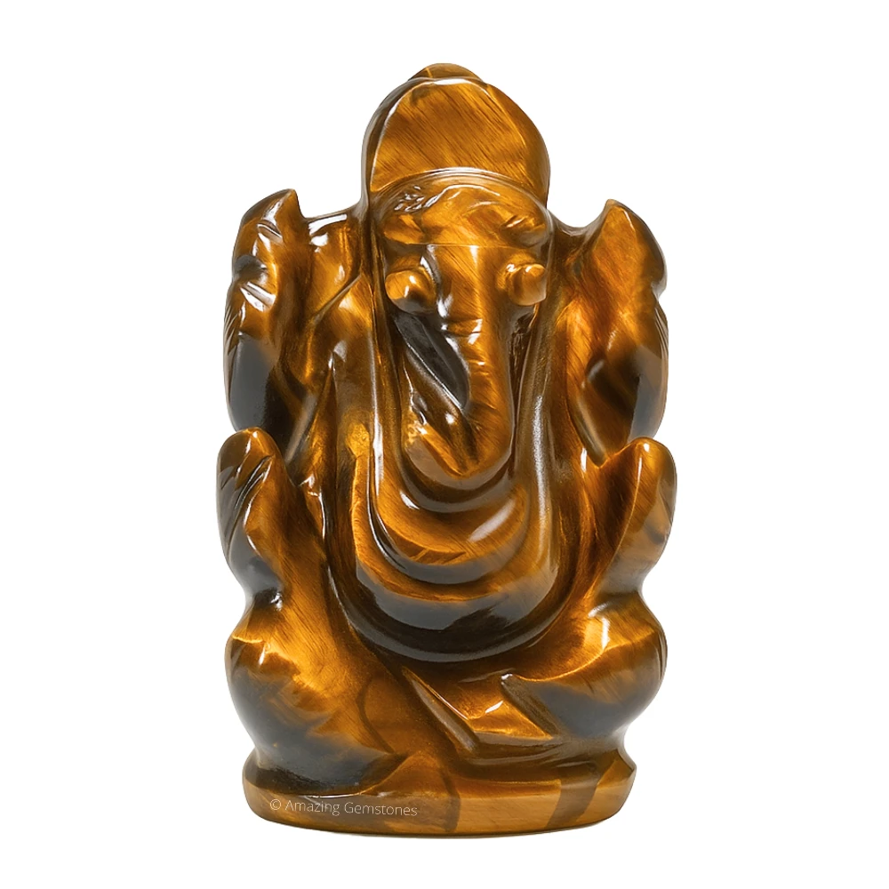 Tiger Eye Ganesha Crystal Idol