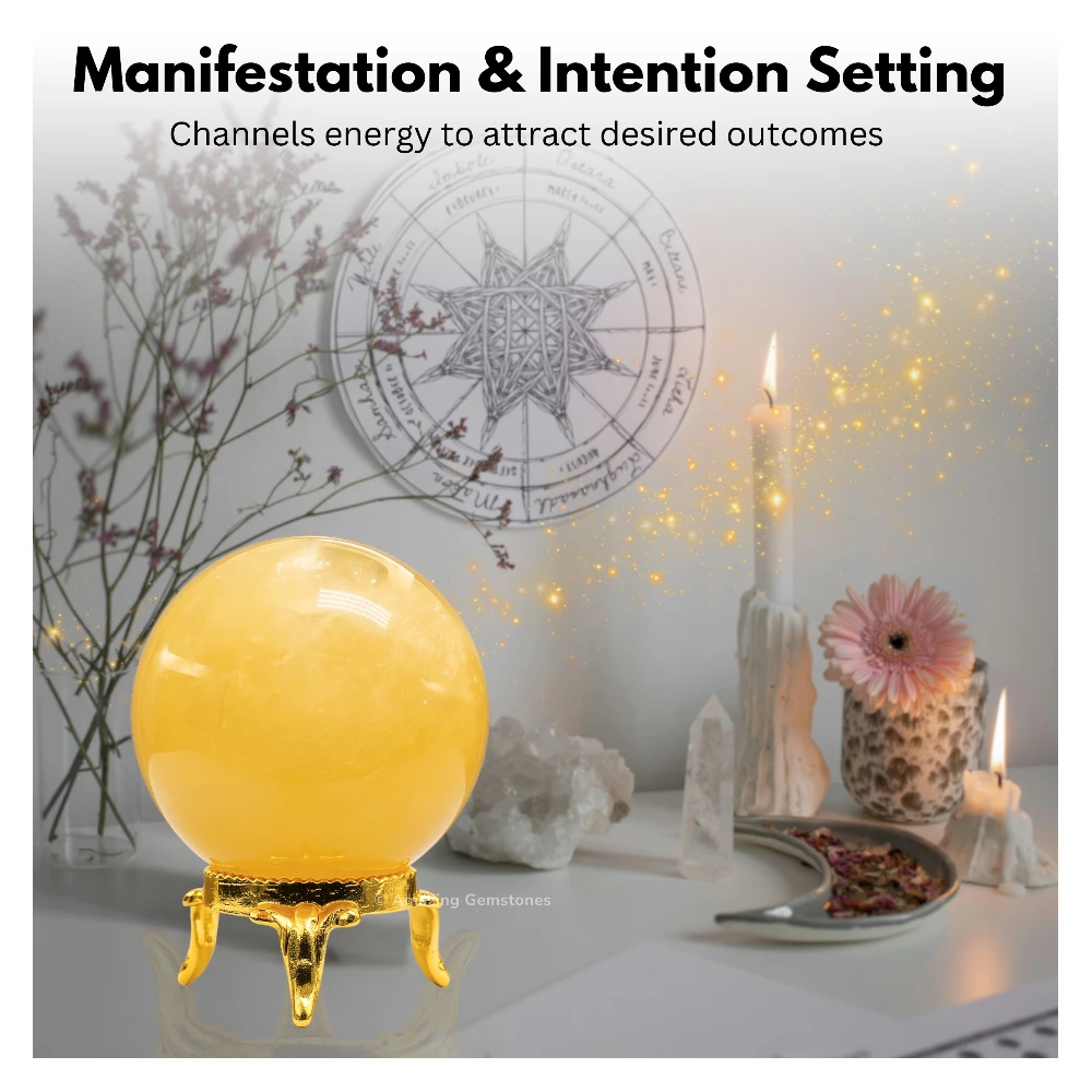 Yellow Calcite Sphere (1.5 Inch)