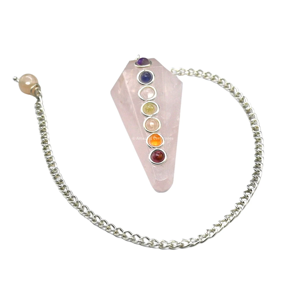 Rose Quartz Chakra Crystal Pendulum