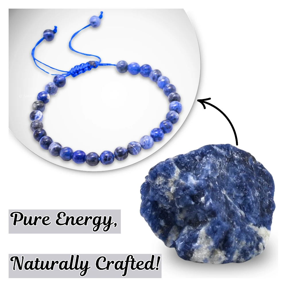 Sodalite Healing Crystal Bracelets - 6mm Beads (Adjustable)