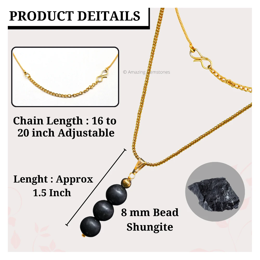 Shungite Bead Pendant (Gold)