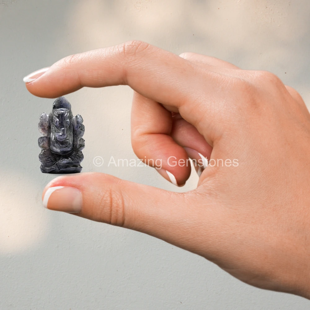 Iolite Ganesha Crystal Idol