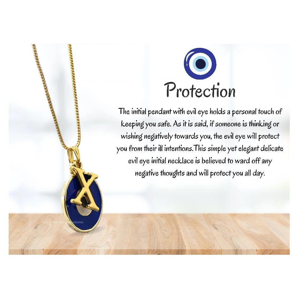 Evil Eye Pendant Necklace with X Initial
