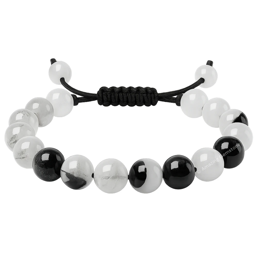 Black Rutilated Quartz Bracelet (Adjustable)