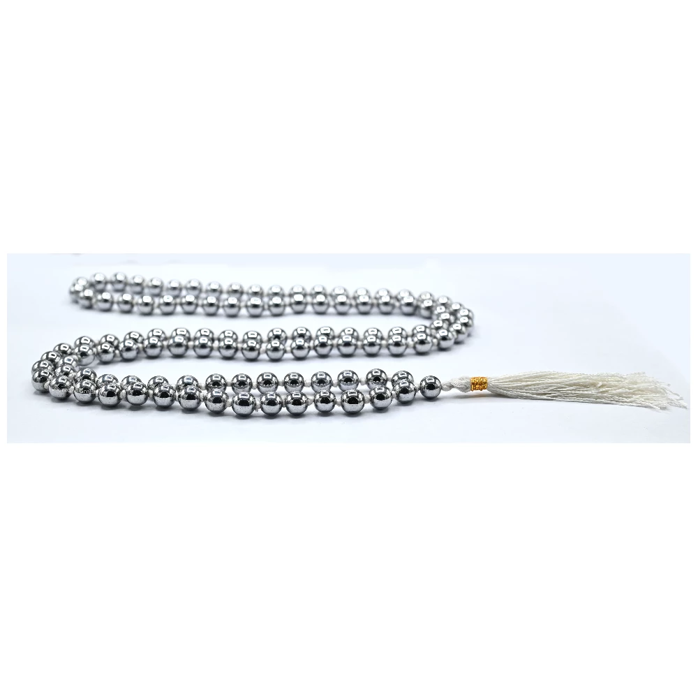 Silver Hematite Mala (Hand Knotted)